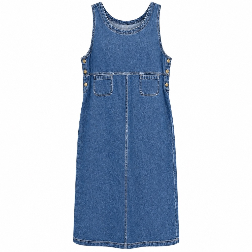 Vintage Cottagecore Denim Jumper Dress Womens LP Coastal Grandma Retro